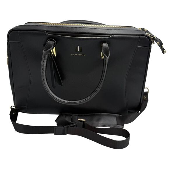 La Mansio One 3-in1 Luxury Bag/Backpack w/ Laptop Case in Saffiano Black Leather - Picture 1 of 6